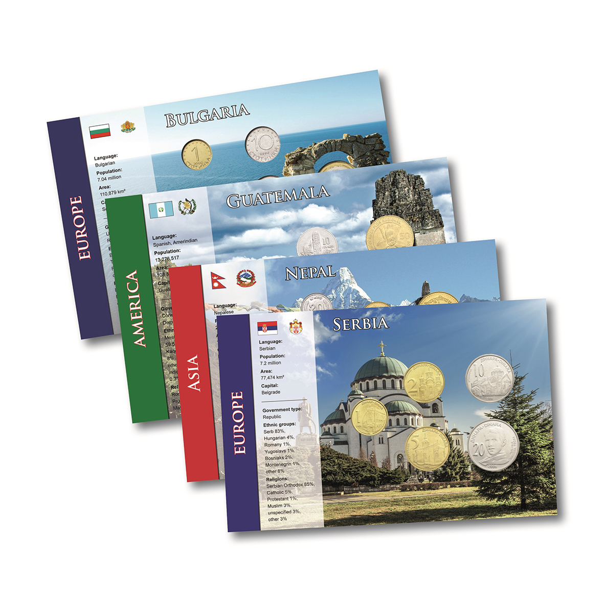 MUNZEN  SET 4 world coins